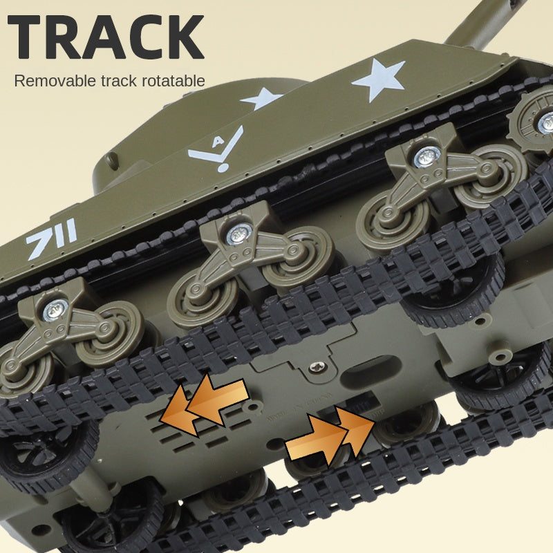 XHD 1:35 Die-Cast Alloy Model - Compatible with American M4 Sherman Tank - Feature-Packed with Smoke/Spray Effect, Sound & Light, Pull-Back Action & Removable Tracks