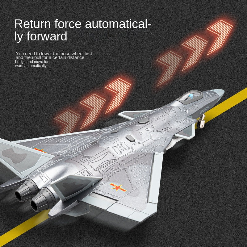 Chezhi 1:84 Scale Licensed J-20 Stealth Fighter Die-Cast Alloy Aircraft Model with Display Stand - Ejectable Missiles, Opening Hatches, Sound & Light, Pull-Back Function - Official Military Aircraft Collection