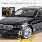 Black Mamba 1:24 Scale Licensed BMW 530Li Die-Cast Alloy Model Toy - Opening Doors, Sound & Light, Pull-Back Function, Shock Absorption, Steering, Horn & Adjustable Seats - Luxury Sedan Collection