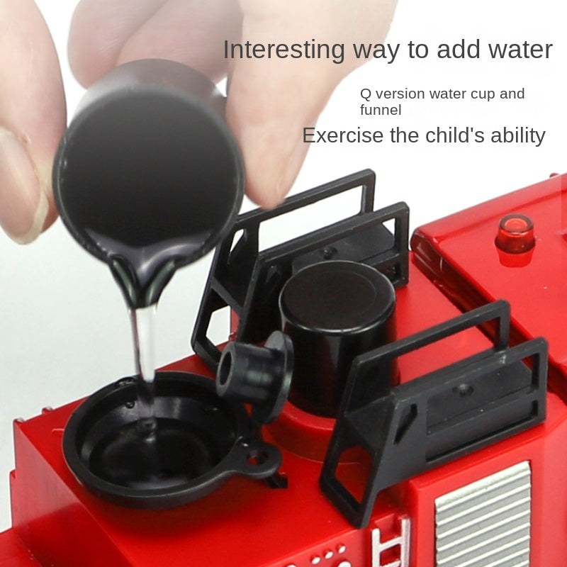 XHD 1:35 Scale Aerial Ladder Fire Truck Die-Cast Alloy Model Toy - Press-to-Spray Water, Extendable & Elevating Ladder, Opening Doors, Sound & Light, Pull-Back Function - Emergency Rescue Collection