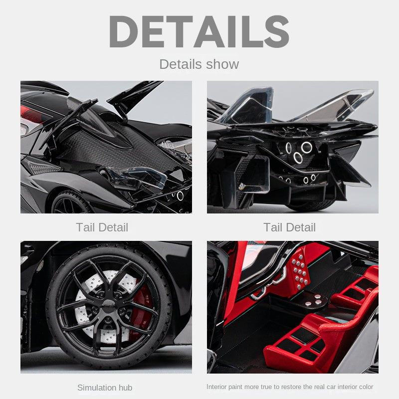 Chezhi 1:18 Die-Cast Alloy Model - Compatible with Apollo Evo Hypercar - Feature-Packed with Opening Doors, Realistic Sound & Light, Pull-Back Action, Shock Absorption & Interactive Steering Wheel with Functional Linkage and Horn Sound