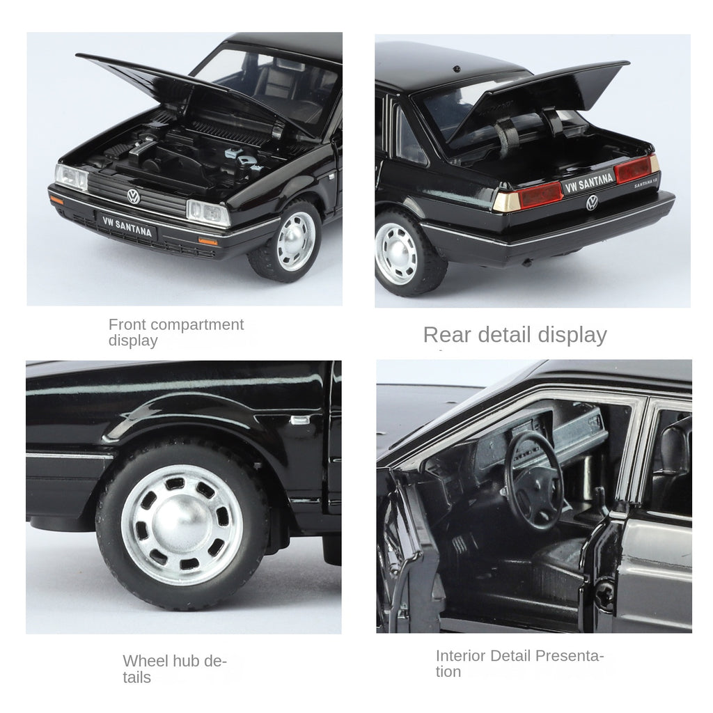 XHD 1:32 Volkswagen Santana Classic Sedan Model - with Opening Doors, Sound & Light, Pull-Back Action & Shock Absorption