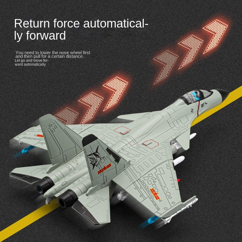 Chezhi 1:89 Scale Licensed J-15 Carrier-Based Fighter Die-Cast Alloy Aircraft Model with Display Stand - Ejectable Missiles, Opening Hatches, Sound & Light, Pull-Back Function - Official Naval Aviation Collection