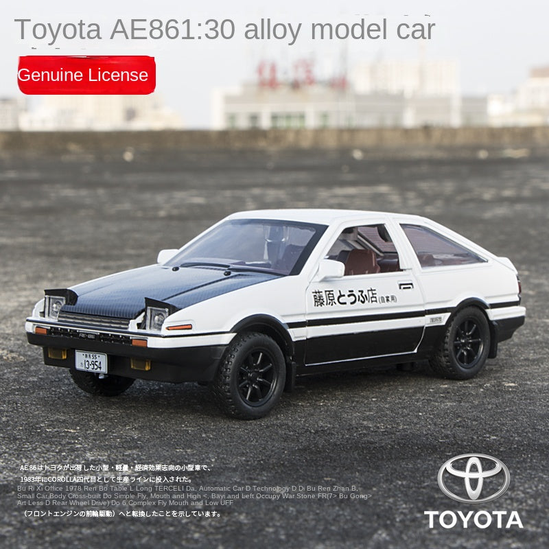 建元1:30 正版授权丰田AE86合金汽车模型 开门声光回力避震玩具车