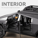 Chezhi 1:24 Scale Die-Cast Alloy Model Toy Compatible with Tesla Cybertruck Camper - with Mini Motorcycle, Openable Multi-Level Roof, Rotatable Kitchenware, Opening Doors, Sound & Light, Pull-Back Function & Shock Absorption