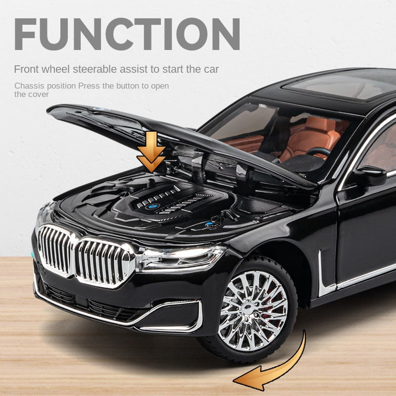 Chezhi 1:24 Scale Die-Cast Alloy Model Toy Compatible with BMW 760Li - Opening Doors, Sound & Light, Pull-Back Function, Shock Absorption, Steering, Horn, Removable Fuel Cap & Foldable Mirrors - Luxury Sedan Collection