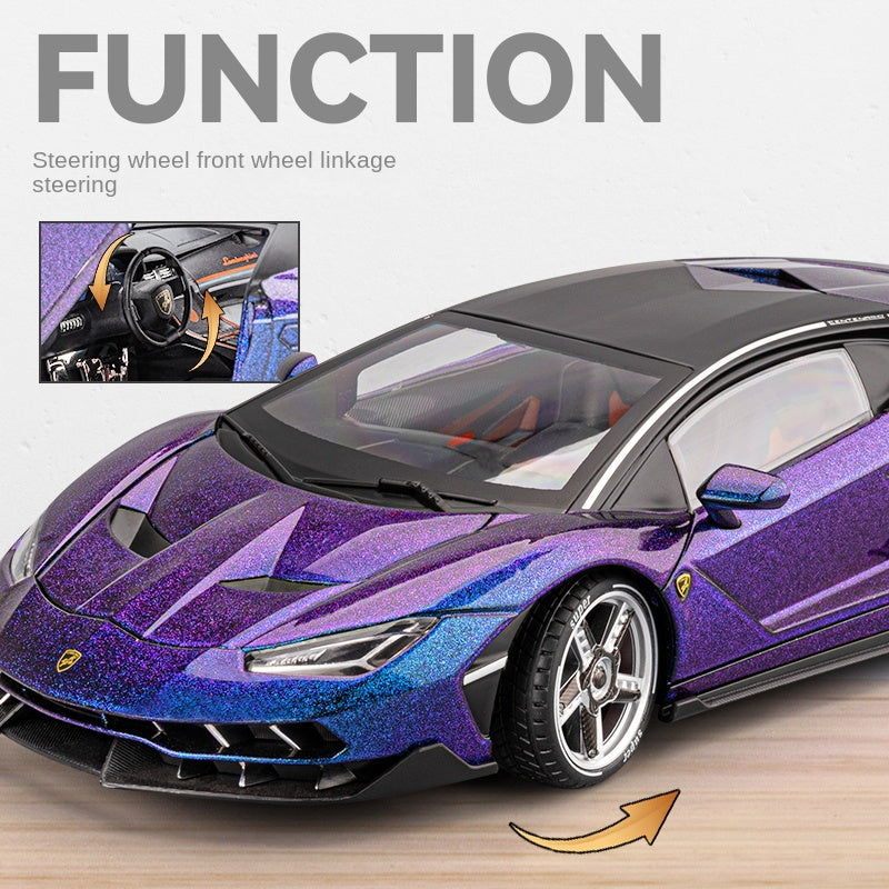 Chezhi 1:18 Die-Cast Alloy Model - Compatible with Lamborghini Aventador SVJ LP770-4 - Ultimate Supercar with Opening Doors, Sound & Light, Pull-Back Action, Shock Absorption & Adjustable Rear Wing