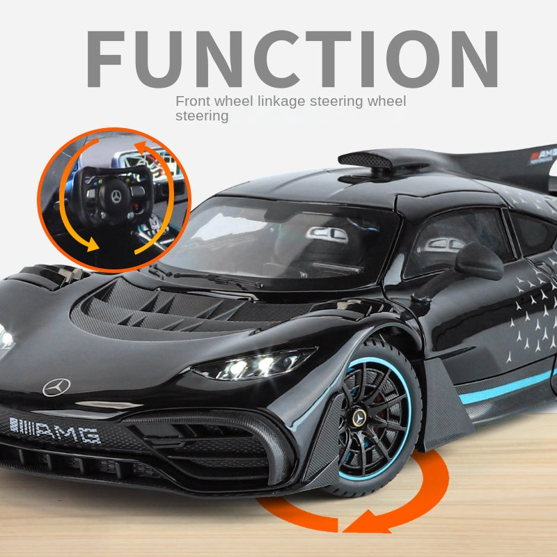 Jin Lifang 1:18 Die-Cast Alloy Model - Compatible with Mercedes-AMG ONE - F1 Hybrid Hypercar with Opening Doors, Sound & Light, Shock Absorption, Interactive Steering Wheel & Adjustable Rear Wing