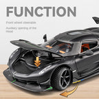 Chezhi 1:24 Scale Die-Cast Alloy Model Toy Compatible with Koenigsegg Jesko - Opening Doors, Sound & Light, Pull-Back Function, Shock Absorption, Steering & Horn - Hypercar Collection