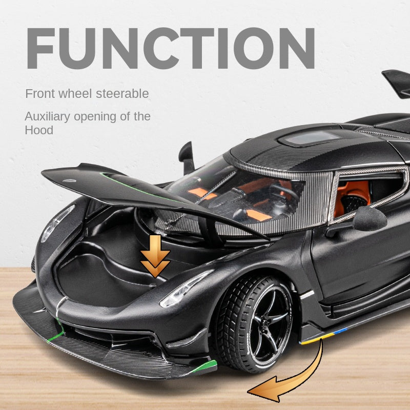 Chezhi 1:24 Scale Die-Cast Alloy Model Toy Compatible with Koenigsegg Jesko - Opening Doors, Sound & Light, Pull-Back Function, Shock Absorption, Steering & Horn - Hypercar Collection