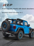 OK 1:18 Scale Die-Cast Alloy Model Toy Compatible with Jeep Wrangler Rubicon - Opening Doors, Sound & Light, Shock Absorption, Steering, Horn, Adjustable Seats & Foldable Mirrors - Off-Road Vehicle Collection