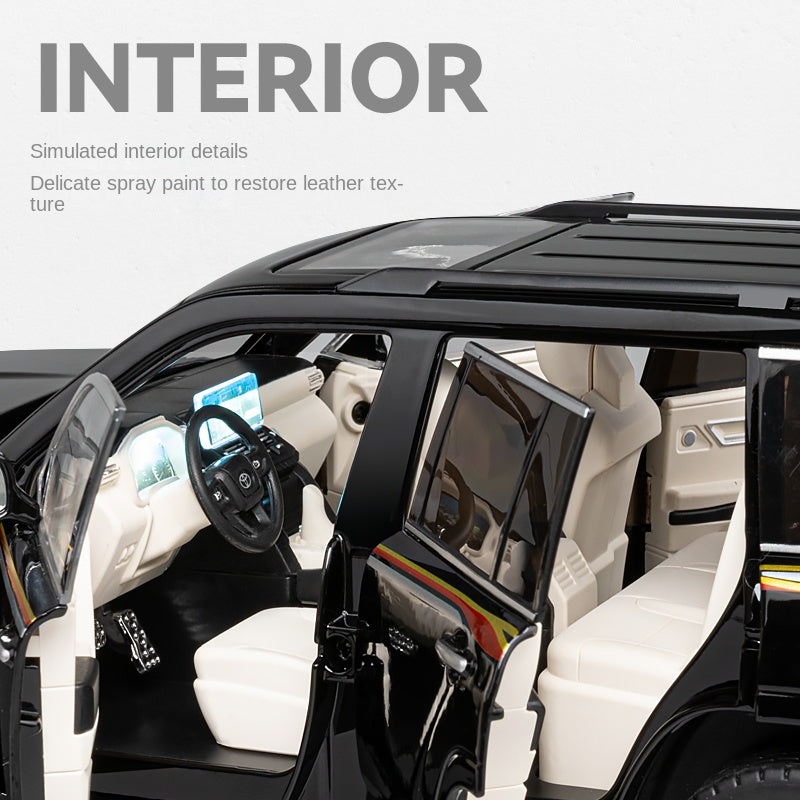 Chezhi 1:18 Licensed Toyota Land Cruiser LC300 Die-Cast Alloy Model - Official Full-Size Off-Road SUV with Opening Doors, Sound & Light, Pull-Back Action, Shock Absorption, Interactive Steering Wheel, Horn, Foldable Mirrors & Opening Fuel Cap