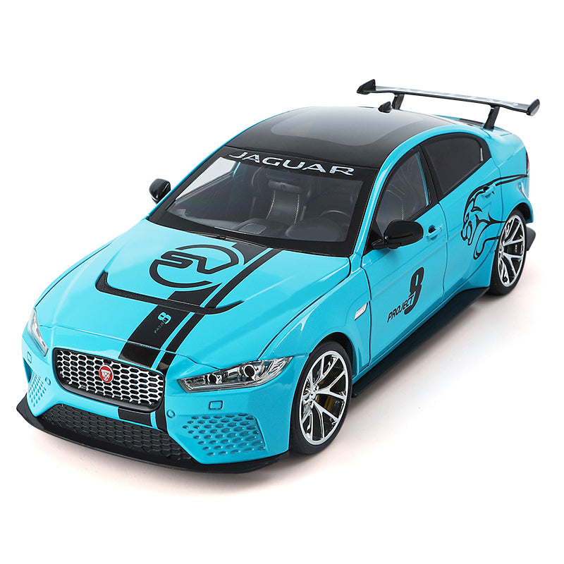 Qiyi 1:18 Scale Licensed Jaguar XE SV Project 8 Die-Cast Alloy Model Toy - Opening Doors, Sound & Light, Pull-Back Function, Shock Absorption, Steering, Foldable Mirrors & Removable Fuel Cap - Official Performance Sedan Collection