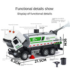 XHD 1:35 Scale City Water Sprinkler Die-Cast Engineering Vehicle Model Toy - Press-to-Spray Water Function, Rotating & Lifting Water Gun, Opening Doors, Sound & Light, Pull-Back Function - Municipal Vehicle Collection