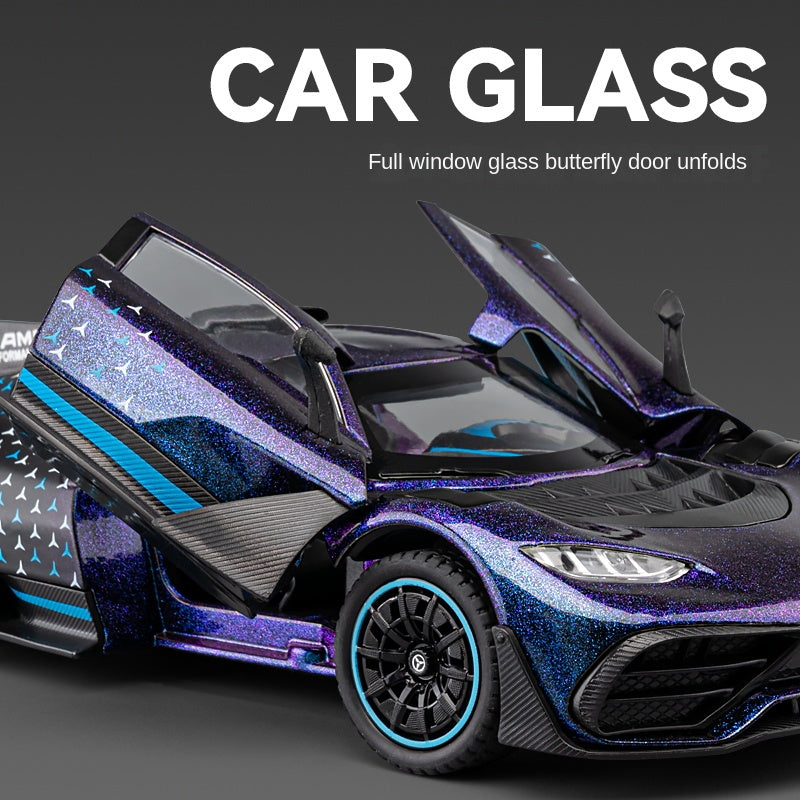 Chezhi 1:24 Die-Cast Alloy Model - Compatible with Mercedes-AMG ONE - F1 Hybrid Hypercar with Opening Doors, Sound & Light, Pull-Back Action, Shock Absorption, Steering & Adjustable Rear Wing
