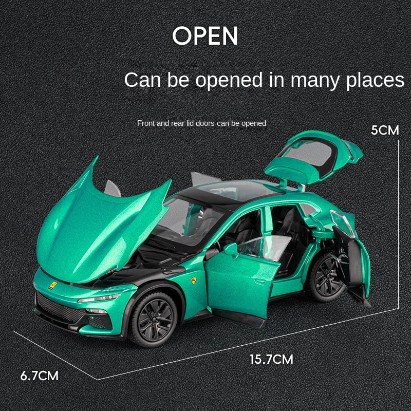 Jiaye 1:32 Die-Cast Alloy Model - Compatible with Ferrari Purosangue - First Ferrari FUV with Opening Doors, Sound & Light, Pull-Back Action & Shock Absorption