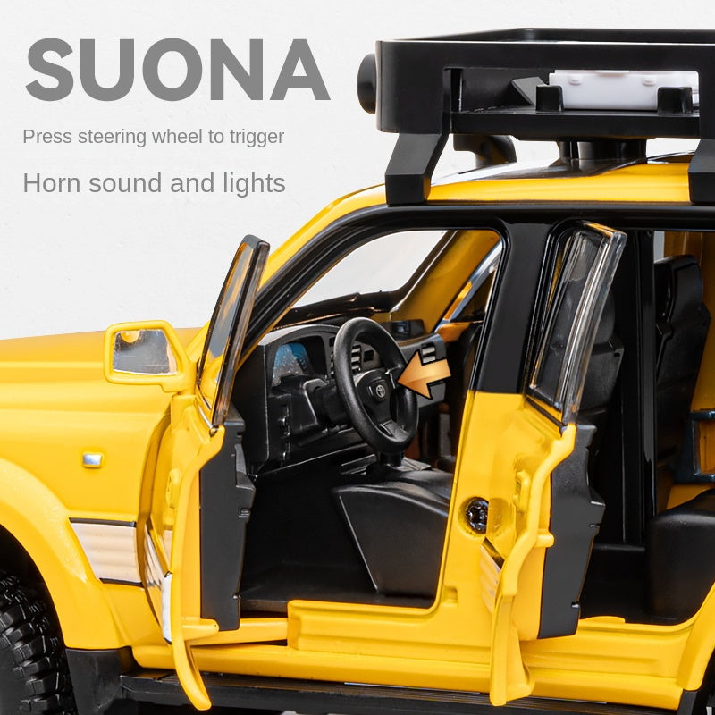 Chezhi 1:24 Licensed Toyota Land Cruiser LC80 Die-Cast Alloy Model - Official Off-Road Legend with Roof Rack, Opening Doors, Sound & Light, Pull-Back Action, Shock Absorption, Steering, Horn & Opening Fuel Cap