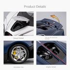 Chezhi 1:24 Scale Die-Cast Alloy Model Toy Compatible with Bugatti Tourbillon - Opening Doors, Sound & Light, Pull-Back Function, Shock Absorption, Steering, Horn, Adjustable Seats & Adjustable Rear Wing - Hypercar Collection