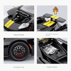 Chezhi 1:24 Scale Die-Cast Alloy Model Toy Compatible with Ford GT - Opening Doors, Sound & Light, Pull-Back Function, Shock Absorption, Steering, Horn & Adjustable Rear Wing - Supercar Collection