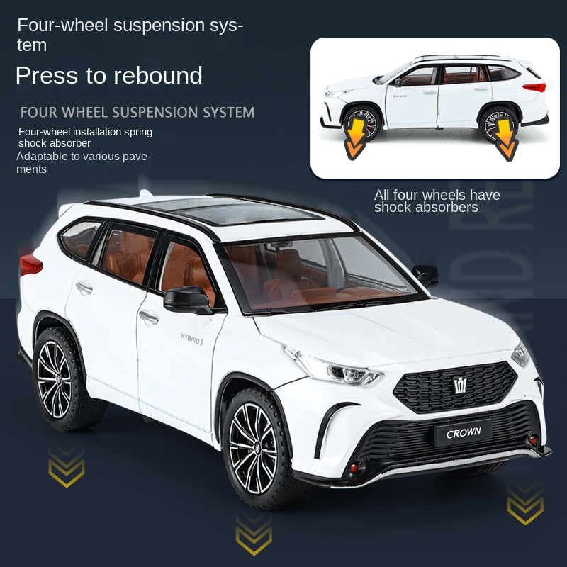 Jinglifang 1:24 Scale Die-Cast Alloy Model Toy Compatible with Toyota Crown Kluger - Opening Doors, Sound & Light, Pull-Back Function, Shock Absorption, Steering, Foldable Mirrors & Adjustable Seats - Family SUV Collection