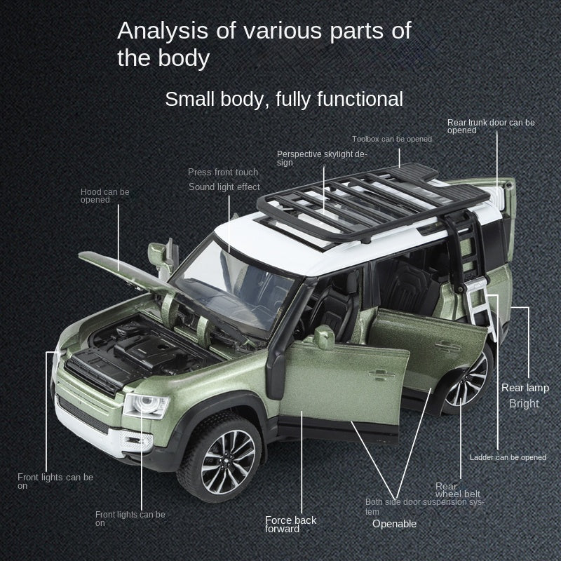 Qiyi 1:32 Scale Licensed Land Rover Defender 110 Die-Cast Alloy Model Toy - Opening Doors, Sound & Light, Pull-Back Function & Shock Absorption - Official Off-Road Vehicle Collection