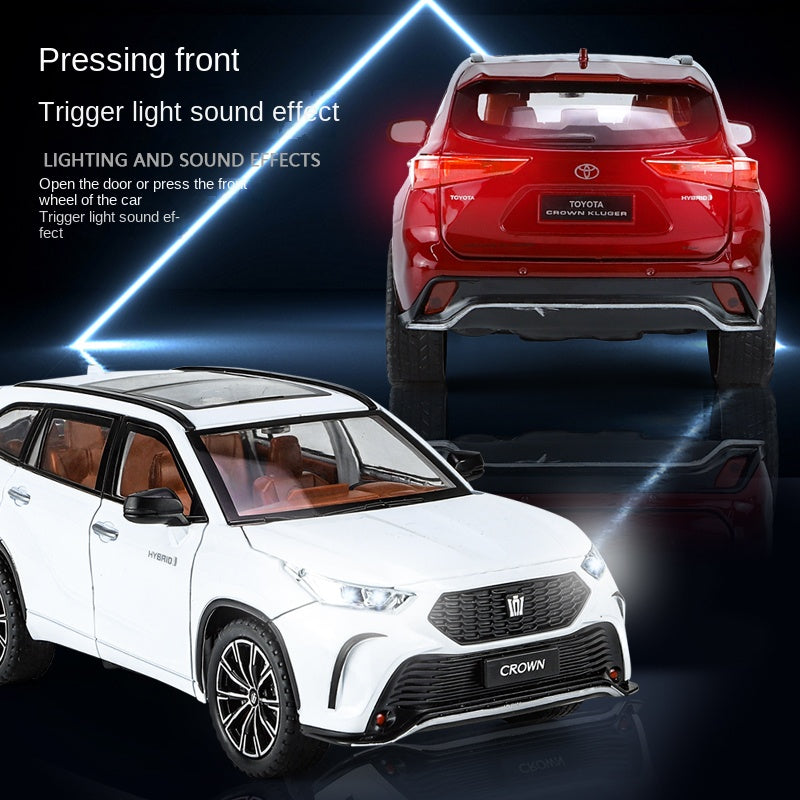 Jinglifang 1:24 Scale Die-Cast Alloy Model Toy Compatible with Toyota Crown Kluger - Opening Doors, Sound & Light, Pull-Back Function, Shock Absorption, Steering, Foldable Mirrors & Adjustable Seats - Family SUV Collection