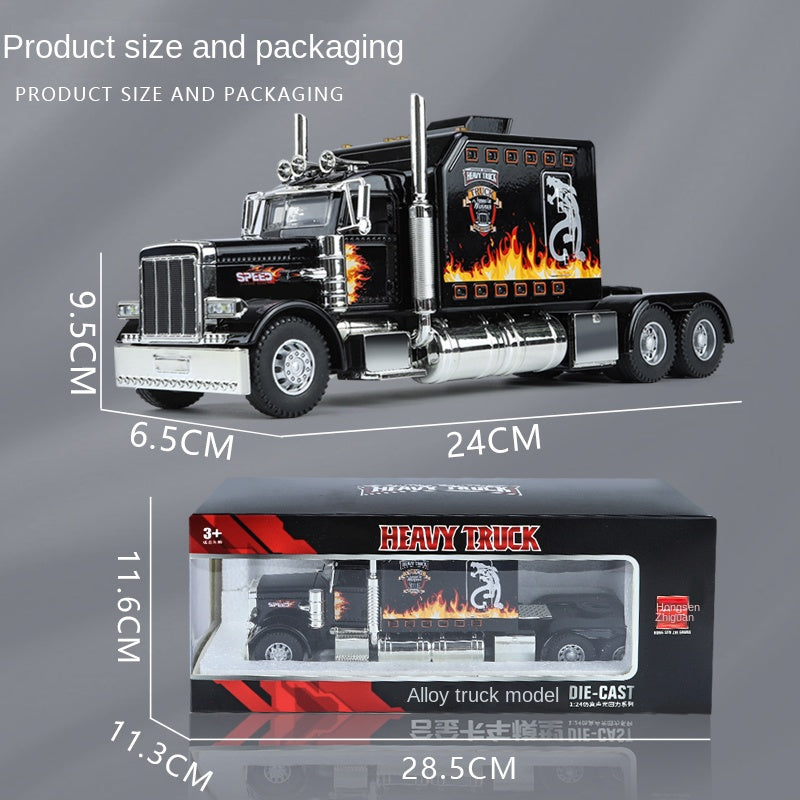 ZGTX 1:24 Die-Cast Alloy Model - Compatible with Peterbilt 389 - American Classic Semi-Truck with Illuminated Cab & Marker Lights, Opening Doors, Sound & Light & Pull-Back Action