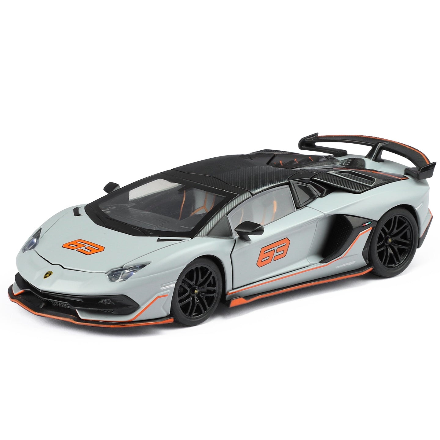 Black Mamba 1:32 Scale Licensed Lamborghini Aventador SVJ63 Die-Cast Alloy Model Toy - Removable Roof, Opening Doors, Sound & Light, Pull-Back Function - Limited Edition Supercar Collection