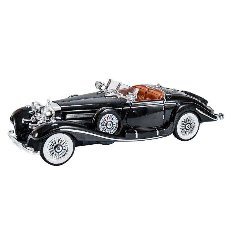 OK 1:18 Die-Cast Alloy Model - Compatible with Mercedes-Benz 500K - Pre-War Classic Roadster with Opening Doors, Sound & Light, Shock Absorption & Interactive Steering Wheel