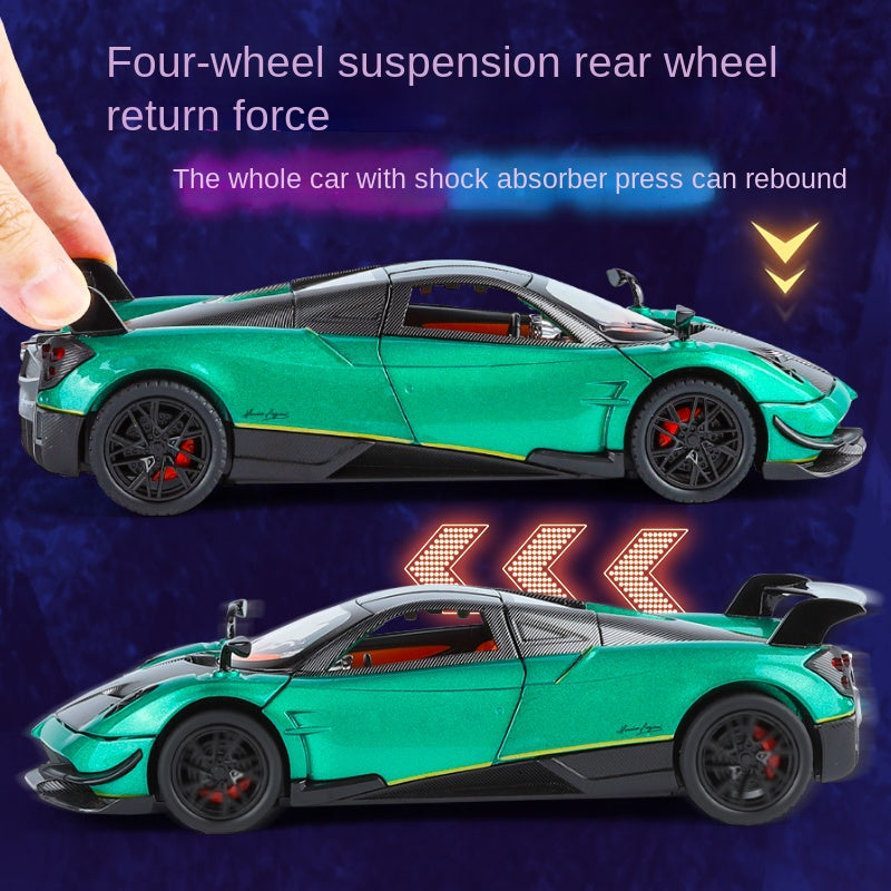 XHD 1:24 Die-Cast Alloy Model - Compatible with Pagani Huayra BC - Ultimate Hypercar with Opening Doors, Sound & Light, Pull-Back Action, Shock Absorption & Steering