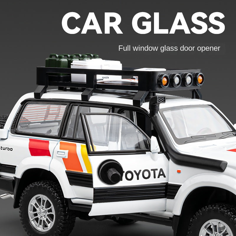 Chezhi 1:24 Licensed Toyota Land Cruiser LC80 Die-Cast Alloy Model - Official Off-Road Legend with Roof Rack, Opening Doors, Sound & Light, Pull-Back Action, Shock Absorption, Steering, Horn & Opening Fuel Cap