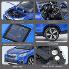 Qiyi 1:30 Scale Licensed Subaru Forester Die-Cast Alloy Model Toy - Opening Doors, Sound & Light, Pull-Back Function, Shock Absorption & Horn - Official SUV Collection