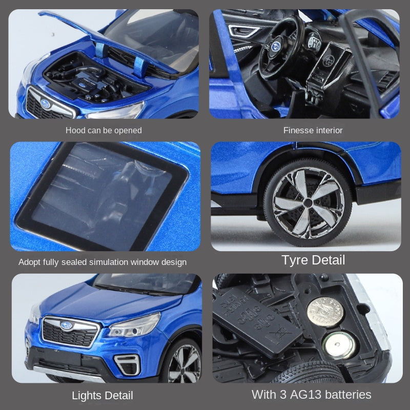 Qiyi 1:30 Scale Licensed Subaru Forester Die-Cast Alloy Model Toy - Opening Doors, Sound & Light, Pull-Back Function, Shock Absorption & Horn - Official SUV Collection