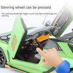 Lamborghini Aventador SVJ63 Black Mamba a escala 1:18, modelo de aleación fundida a presión con licencia: techo desmontable, puertas que se abren, sonido e iluminación, amortiguación, dirección y bocina. Colección de superdeportivos de edición limitada.