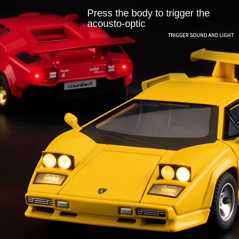 XHD 1:32 Scale Die-Cast Alloy Model Toy Compatible with Lamborghini Countach LP500 S - Pop-Up Headlights, Opening Doors, Sound & Light, Pull-Back Function & Shock Absorption - Classic Supercar Collection
