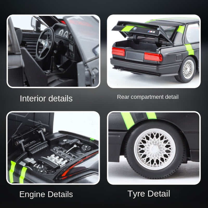 Jin Lifang 1:24 Die-Cast Alloy Model - Compatible with BMW M3 - Racing Livery Edition with Opening Doors, Sound & Light, Pull-Back Action, Shock Absorption & Interactive Steering Wheel