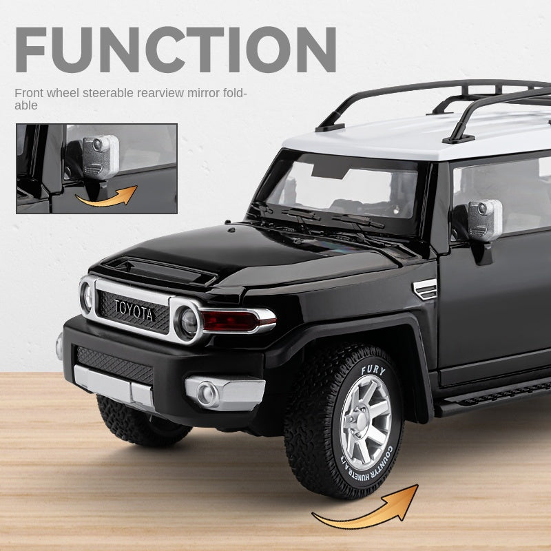 Chezhi 1:24 Licensed Toyota FJ Cruiser Die-Cast Alloy Model - Official Off-Road SUV with Opening Doors, Sound & Light, Pull-Back Action, Shock Absorption, Steering, Horn, Opening Fuel Cap & Foldable Mirrors