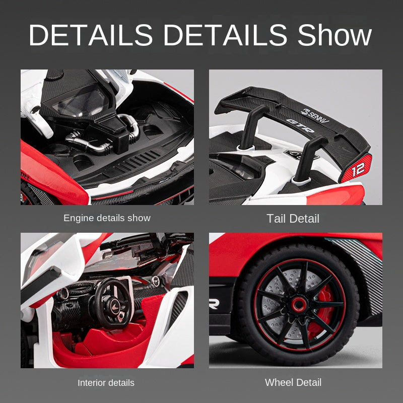 Chezhi 1:24 Die-Cast Alloy Model - Compatible with McLaren Senna GTR Track Beast - Feature-Packed with Opening Doors, Realistic Sound & Light, Pull-Back Action, Steering, Shock Absorption & Horn