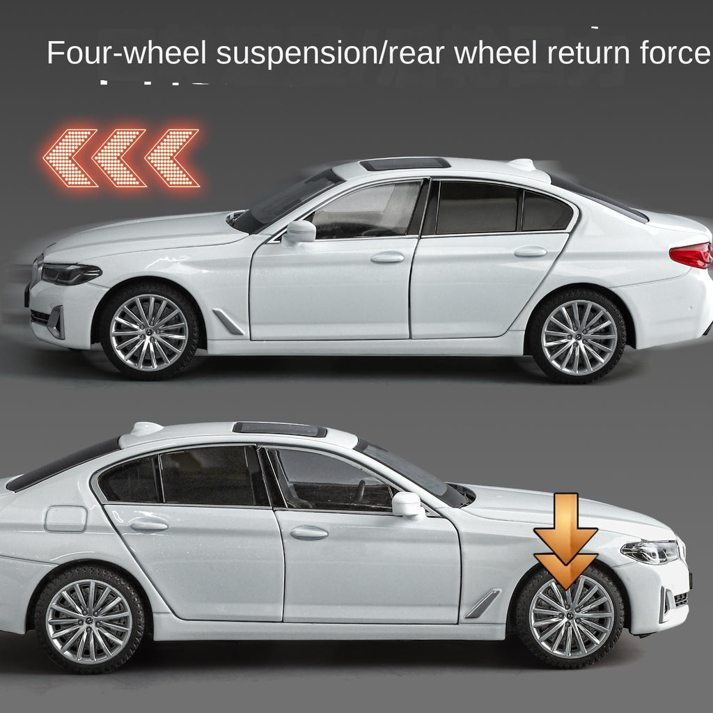 Black Mamba 1:24 Scale Licensed BMW 530Li Die-Cast Alloy Model Toy - Opening Doors, Sound & Light, Pull-Back Function, Shock Absorption, Steering, Horn & Adjustable Seats - Luxury Sedan Collection