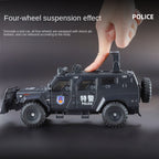 OK 1:24 Die-Cast Alloy Riot Control & Dispersion Vehicle “Spinosaurus” Model - with Deployable Protective Mesh, Opening Doors, Sound & Light, Pull-Back Action, Shock Absorption & Interactive Steering Wheel