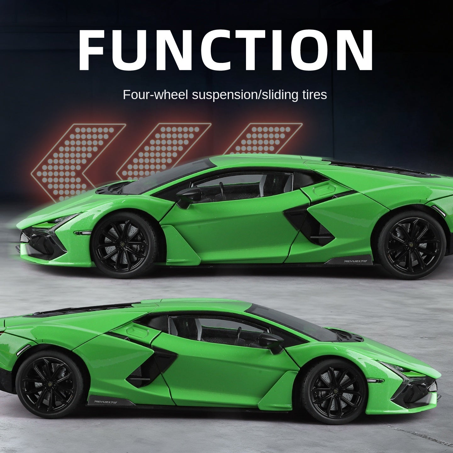 Black Mamba 1:18 Scale Licensed Lamborghini Reventón Die-Cast Alloy Model Toy - Opening Doors, Sound & Light, Shock Absorption, Steering, Horn, Adjustable Seats & Adjustable Rear Wing - Limited Edition Hypercar Collection