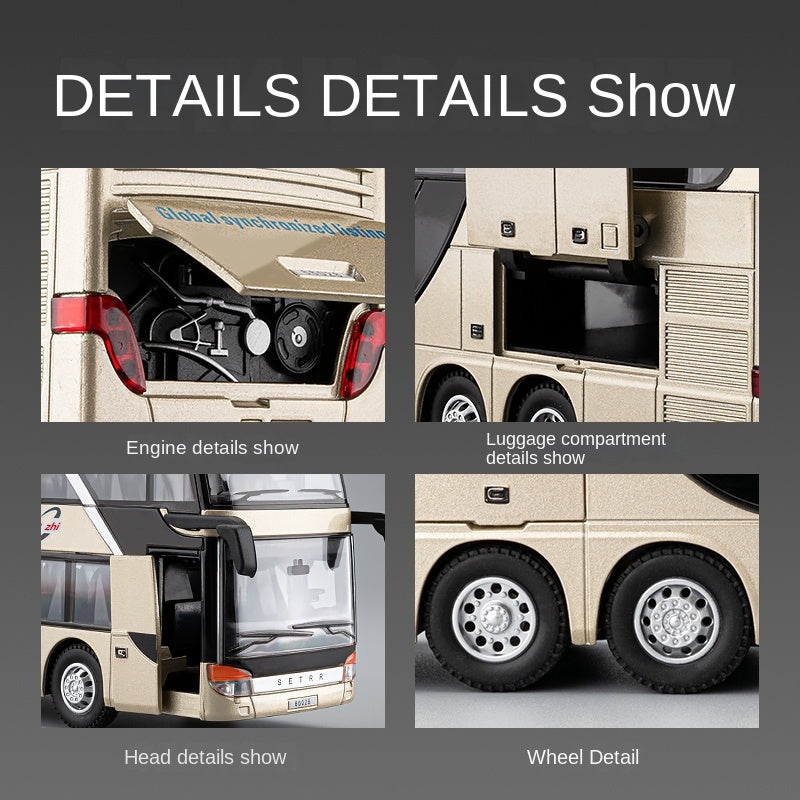 Chezhi 1:30 Die-Cast Alloy Long-Distance Coach Bus Model - Highway Cruiser with Opening Doors, Sound & Light & Pull-Back Action