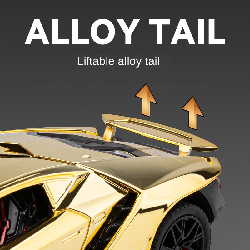 Chezhi 1:24 Die-Cast Alloy Model - Compatible with Lamborghini Aventador SVJ LP770-4 - Ultimate Supercar with Opening Doors, Sound & Light, Pull-Back Action, Shock Absorption & Adjustable Rear Wing