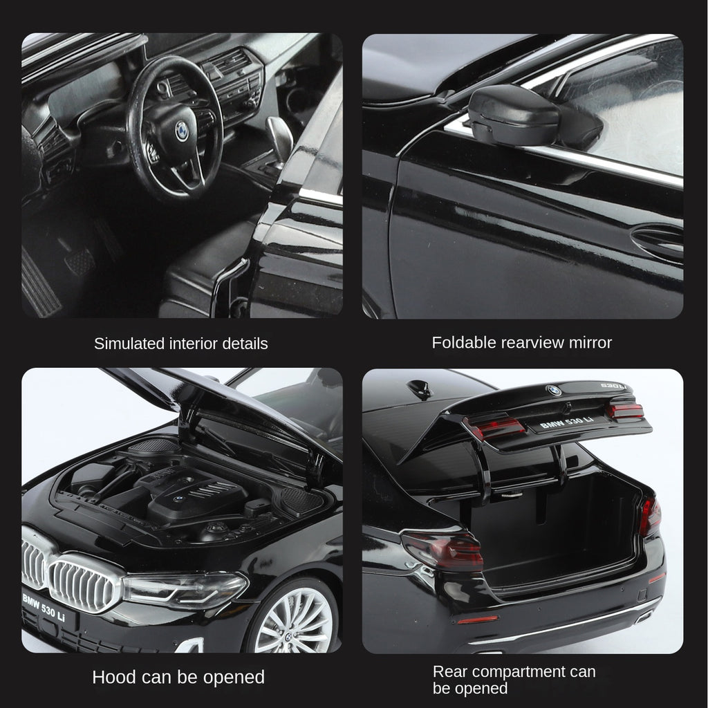 BMW 530Li Black Mamba, modelo estático de aleación fundida a presión, con licencia, escala 1:18: puertas que se abren, amortiguación, dirección, asientos ajustables y espejos plegables - Colección de sedanes de lujo