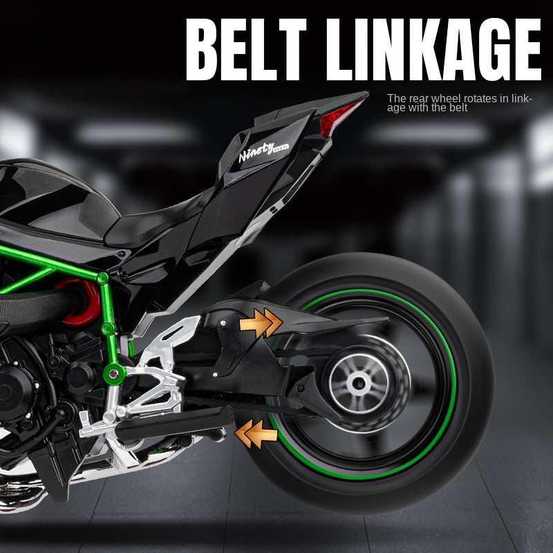 Jiaye 1:9 Die-Cast Alloy Model - Compatible with Kawasaki Ninja H2R - Track-Only Supercharged Hyperbike Replica with Realistic Sound & Light, Front Suspension, Functioning Handlebars & Chain-Driven Rear Wheel