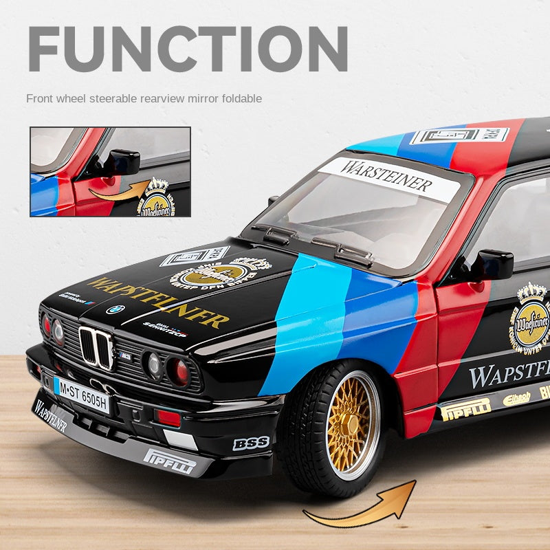 Chezhi 1:24 Track Edition Die-Cast Alloy Model - Compatible with BMW M3 - High-Performance Sedan with Opening Doors, Sound & Light, Pull-Back Action, Shock Absorption, Steering, Horn, Foldable Mirrors & Opening Fuel Cap