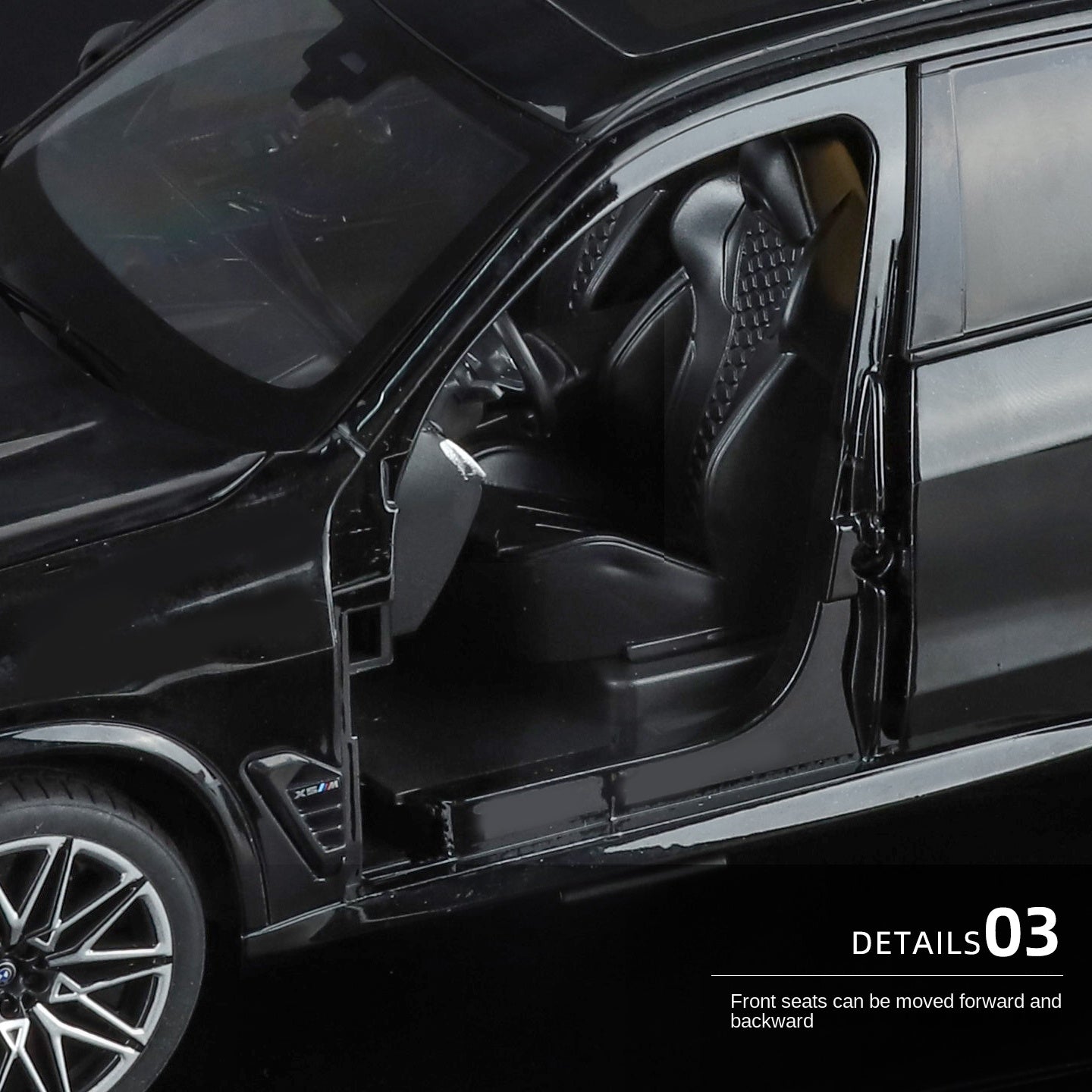 BMW X5 M Black Mamba, modelo estático de aleación fundida a presión, con licencia, escala 1:18: puertas que se abren, amortiguación, dirección, asientos ajustables y espejos plegables. Colección SUV de alto rendimiento de lujo.