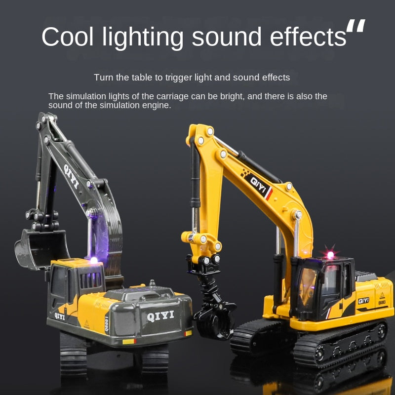 Qiyi 1:60 Scale Die-Cast Alloy Engineering Vehicle Model  - Excavator / Breaker / Log Grapple with Sound & Light - Construction Machinery Collection