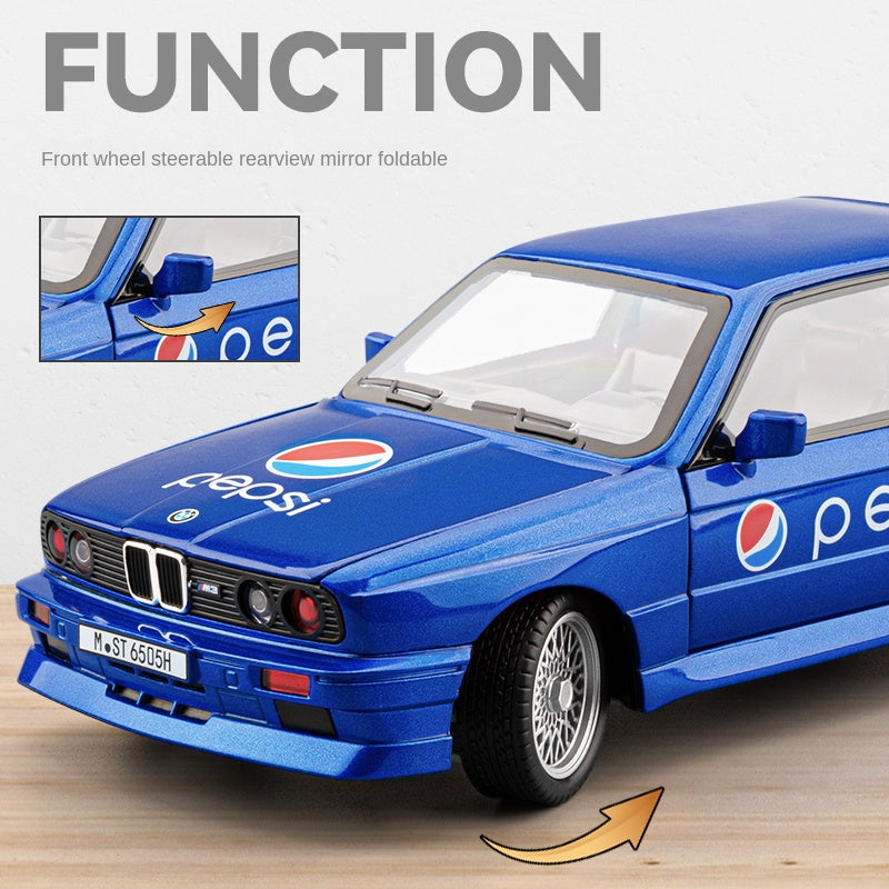 Chezhi 1:24 Coca-Cola Edition Die-Cast Alloy Model - Compatible with BMW M3 - with Opening Doors, Sound & Light, Pull-Back Action, Shock Absorption, Opening Fuel Cap & Foldable Mirrors