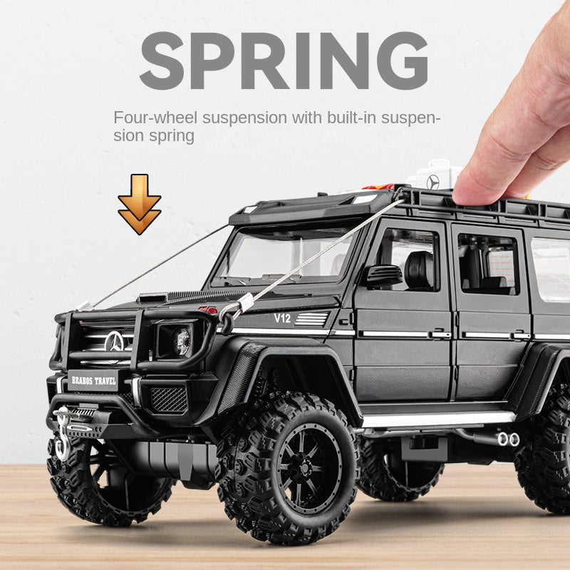 Chezhi 1:24 Scale Tuned Edition Die-Cast Alloy Model Toy Compatible with Mercedes-Benz G550 - with Roof Accessories, Retractable Winch, Opening Doors, Sound & Light, Pull-Back Function, Shock Absorption & Horn - Off-Road Vehicle Collection